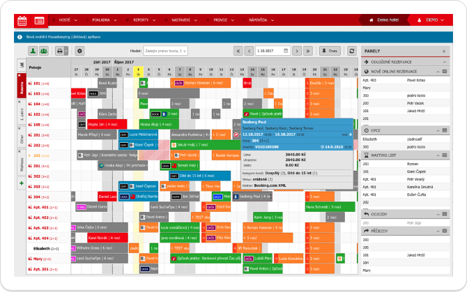 Interactive reservation calendar